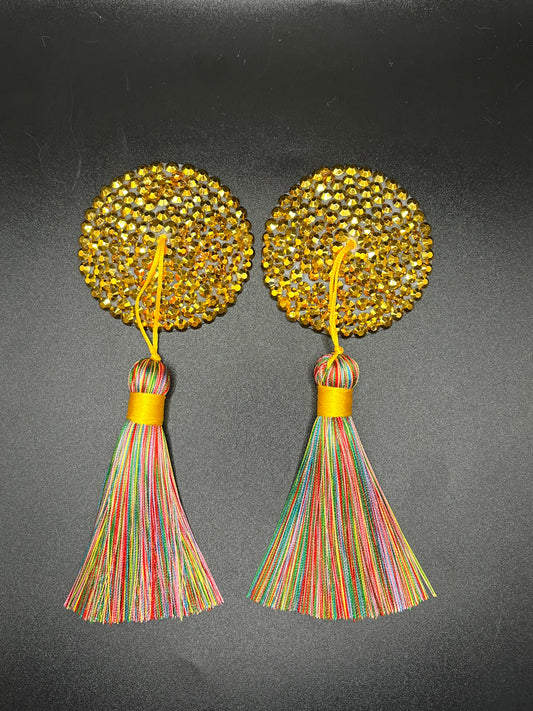 Gold Carnival Pasties with Tassels