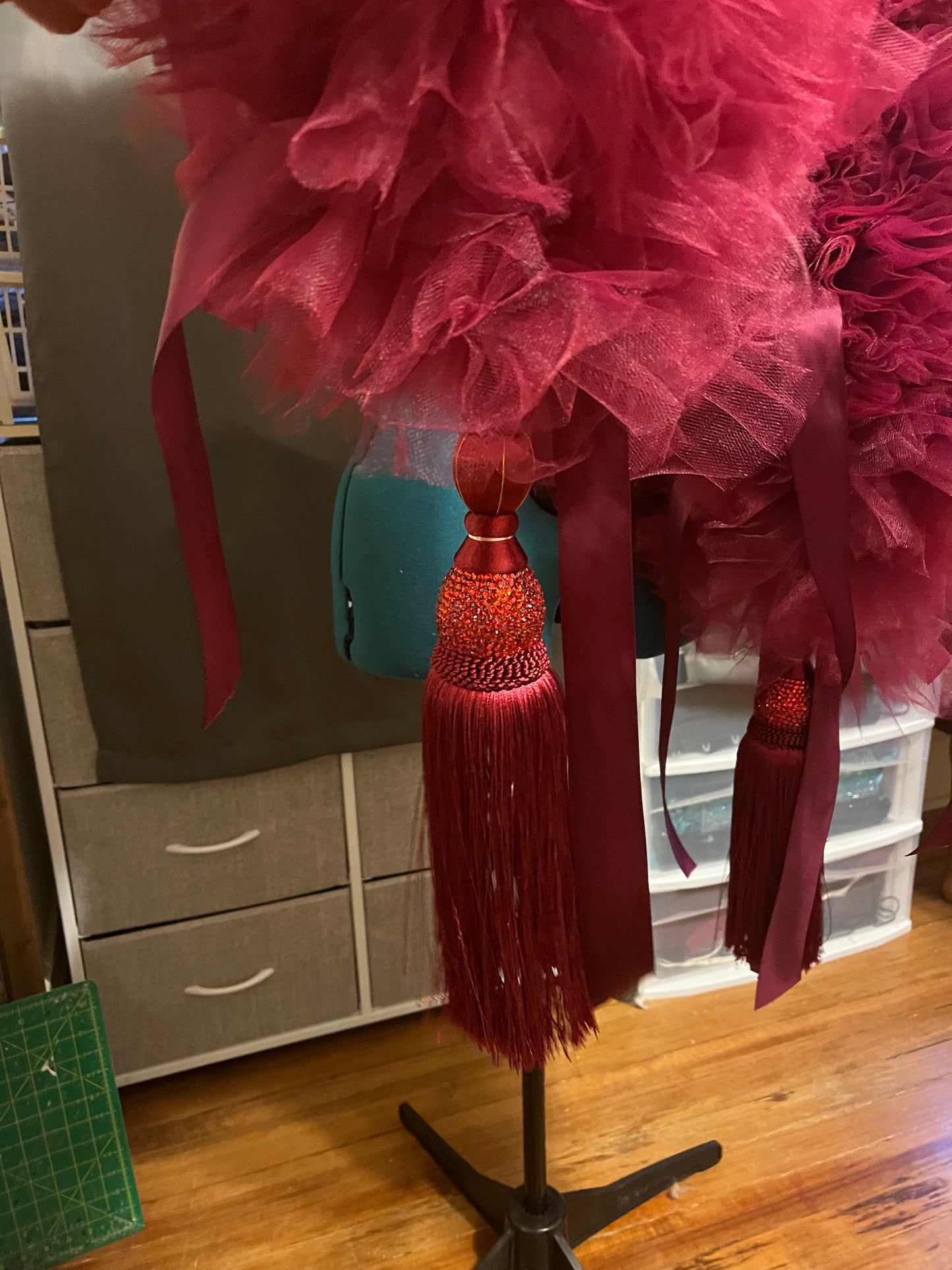 Maroon Red Tulle Boa - Made to Order