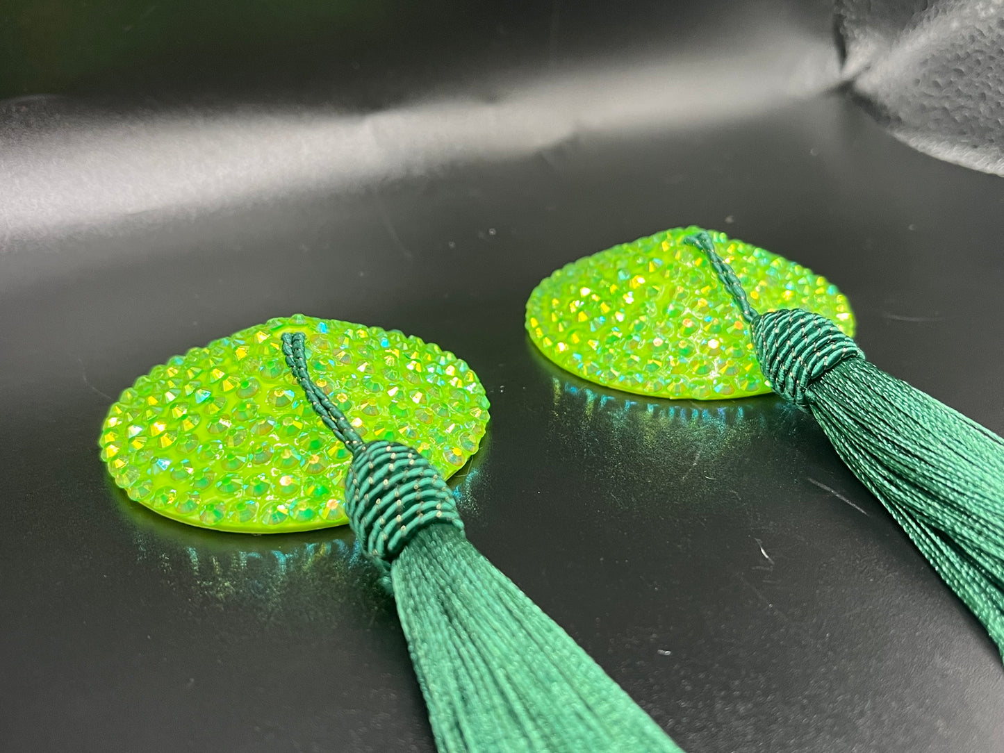 Lime Green Pasties with Tassels