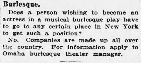 Public Opinions of Burlesque in Nebraska&nbsp;Newspapers