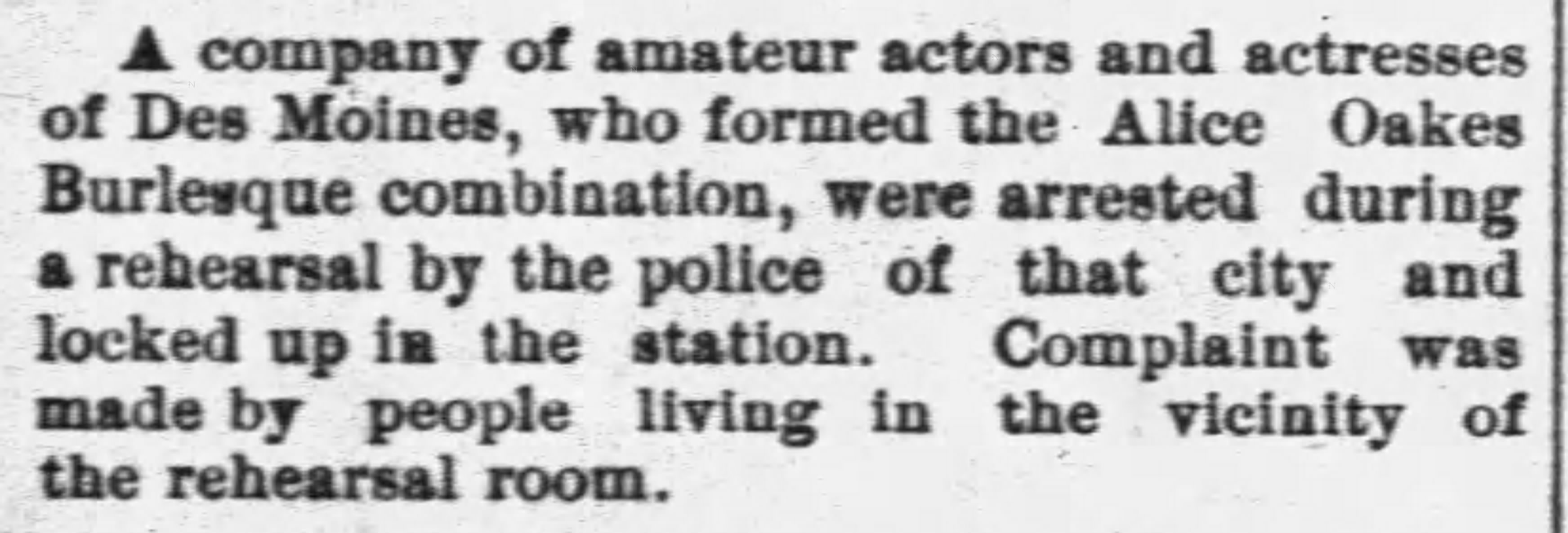 Alice Oakes & The Oakes Company: Comic Opera on Tour